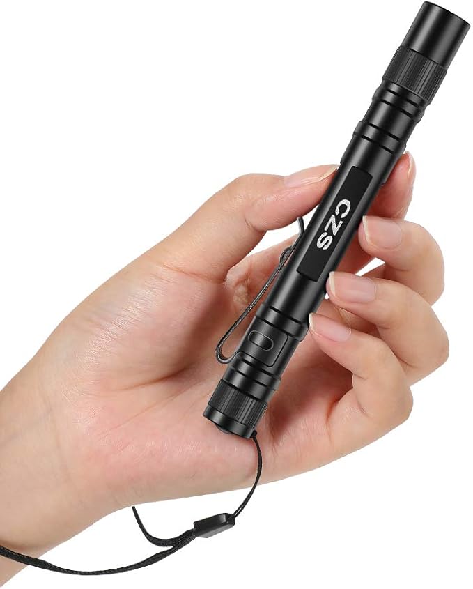CZS LED Flashlight Penlight 1000 Lumens Battery-Powered Handheld Pen Light Pocket Torch Powered by 2AAA Battery, 5 PCS (Battery Not Included)