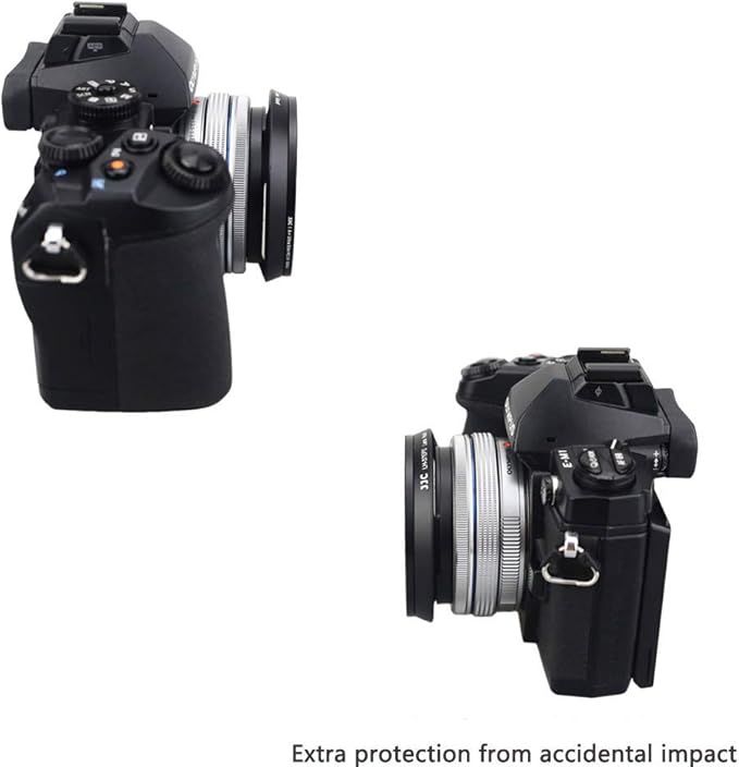 JJC 37mm Screw-in Lens Hood Shade for Olympus M.Zuiko Digital ED 14-42mm EZ and Panasonic Lumix G Vario 12-32mm ASPH on OM-D E-M10 III/II, DMC-GX85/GX850 - Black