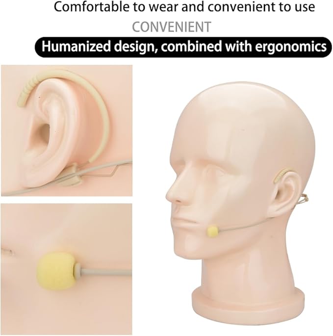 YXG Headworn Earset Over Ear Hanging Mic Beige Low Profile Light-Weight Microphone Compatible with AKG Wireless System Bodypack Transmitter,with 1.45m Cable Mini XLR Plug