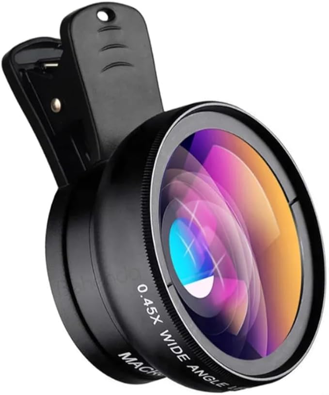 2-in-1 Phone Camera Lens Kit – 0.45X Wide Angle + 12.5X Macro Lens with Clip for iPhone, Samsung, Android – Universal Smartphone Lens Attachment.