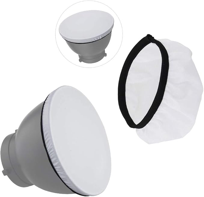 Fotoconic 7" Standard Reflector with 20, 40, 60 Degree Honeycomb Grid & Diffuser Sock for Bowens Mount Studio Strobe Flash Light