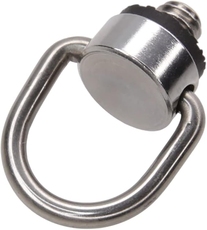 Foto&Tech Stainless Steel 1/4"-20 Rubber Padded D Ring Screw, D-Shaped Ring Camera Sling Screw for Shoulder Straps, Wrist Straps, Selfie Sticks, Gimbals (1 Piece, Gray)