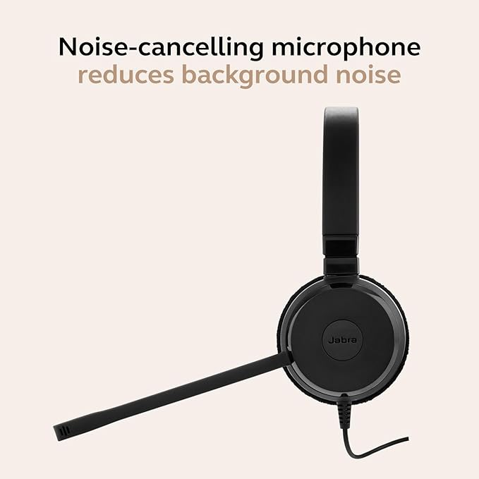 Jabra Evolve 30 II Wired Single-Ear Headset with Mic - 3.5mm Jack, USB-A/USB-C Connectivity, Computer Headset with Noise-Canceling Microphone, Works with Online Meeting Platforms - Black