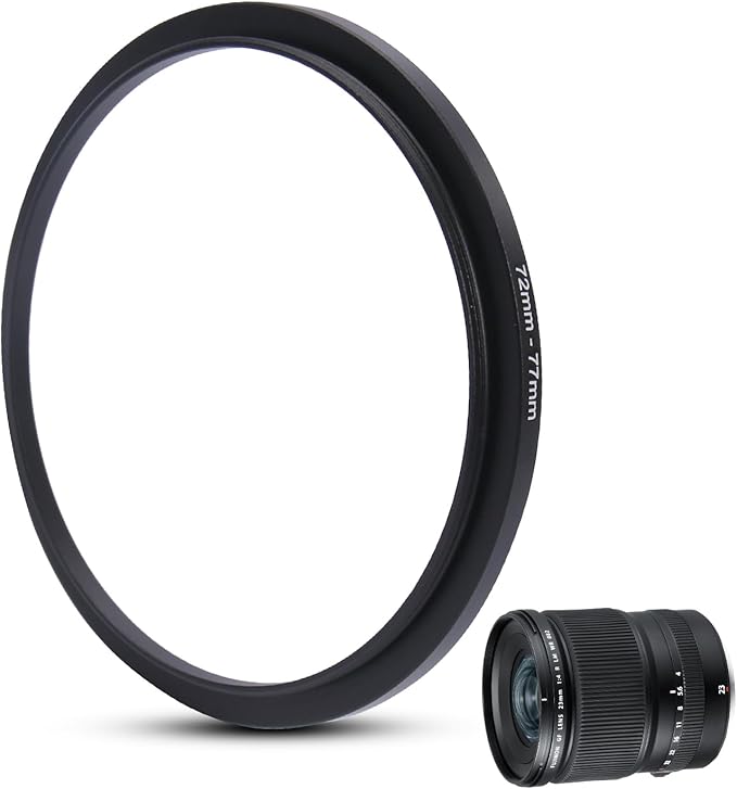 Metal Step Up Ring Filter Adapter - 72mm to 77mm - Metal Ring Step Up Rings Adapter Filter Compatible with All 77mm UV, CPL, ND, Lens Hood, Threaded Lens ect