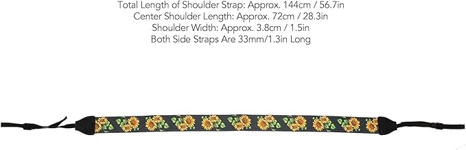 Cyrank Camera Neck Straps,Camera Neck Shoulder Strap Camera Strap Leather Photography Accessory Neck Strap Belt Camera Harness Fashionable Vintage Ethnic Style Sunflower