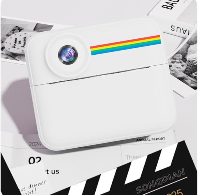 Kids Camera Instant Print, 2.4 Inch Screen Instant Camera,1080P HD Kid Camera Instant Printing with Print Paper and 32GB SD Card,Christmas Birthday Gifts (White)