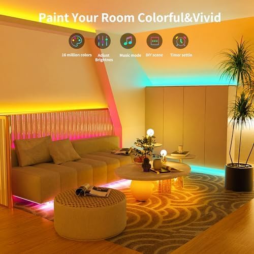 300FT Led Lights for Bedroom, Color Changing RGB Led Strip Lights Indoor, Music Sync Led Light Strip with Remote and App Control, DIY Led lights for Room Home Decor Ambient Lighting (3*100FT)