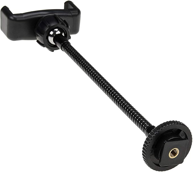 Fotodiox Cell Phone Mount w/Gooseneck Tripod/Hot Shoe Adapter - Universal Phone 1/4" Tripod Mount Clamp for Smartphones, 2.2-4" Wide Adjustable