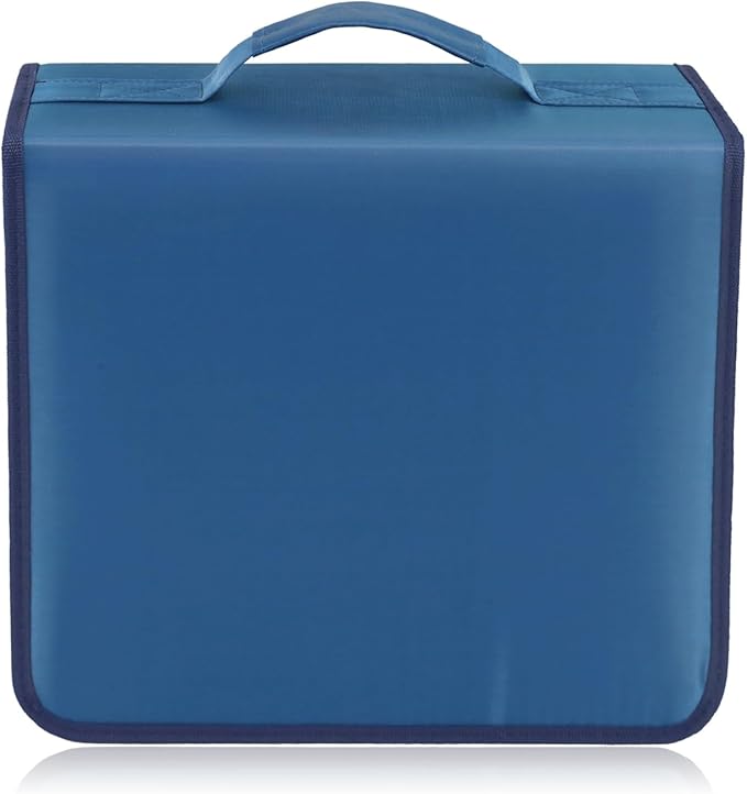 DVD Case CD Storage,256 Capacity CD Cases Holder DVD Storage Case Holders CD DVD Disc Case Storage Wallet Binder for Car Home Office Travel (256 Blue)