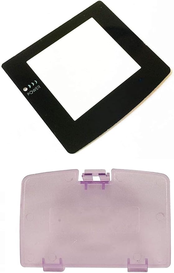 Battery Back Door Cover Lid + Glass Screen Lens for Gameboy Color GBC Replacement (Light Purple)