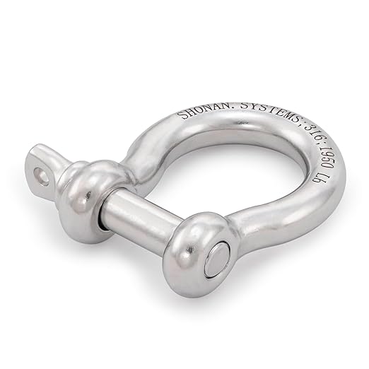 SHONAN 1/2" Large Bow Shackle, Heavy Duty D Ring Shackle, Marine Grade Stainless Steel Boat Anchor Kit Screw Shackle for Chain or Strap, 1950 Lbs Capacity, 1 Pc