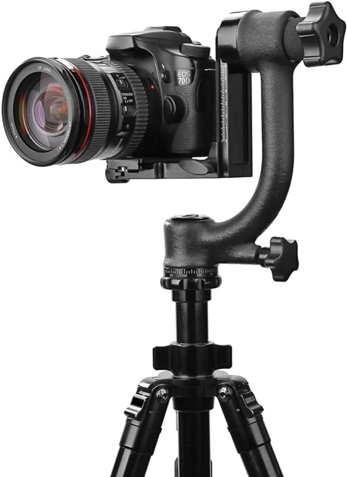 Aluminum Alloy Gimbal Tripod Head with 1/4" Quick Release Plate - 360° Rotating Ball Head, Smooth Pan & Tilt for DSLR, Live Streaming, Bird Watching, Outdoor Shooting Stabilizer, Camera Stabilizer