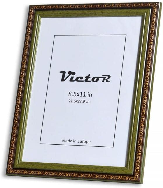 VictoR Picture Frame Chagall 8,5x11 Brown Green - Vintage Picture Frames with Shutterproof Acrylic Glass - 8,5 x 11 Photo Frame - Brown Picture Frames - Antique - only for hanging