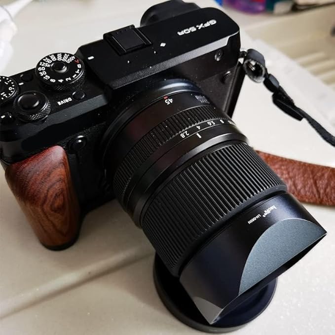 Haoge LH-G65N Bayonet Square Metal Lens Hood for Fujifilm Fuji Fujinon GF 63mm F2.8 R WR and GF 45mm F2.8 R WR Lens Shade with Metal Cap on GFX100S GFX50S GFX50R Camera
