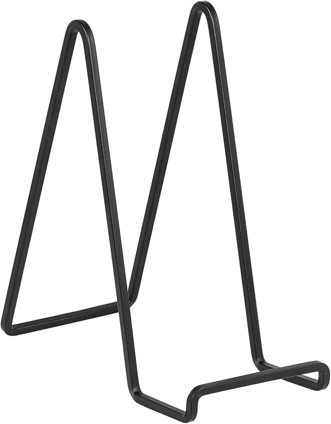 Large Plate Holder Display Stand - 10 inch Tall Plate Stands for Display - Metal Picture Frame Stand - Big Tabletop Easel Stand for Decorative Plates | Platter | Book | Plaque | Tile - 2 Pack - Black
