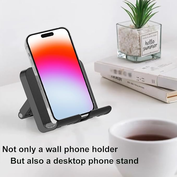 Upgraded Shower Phone Holder Tablet Wall Mount Phone Holder Removable,Self-Adhesive Cell Phone Holder for Bed Bathroom Kitchen, Compatible with iPhone Samsung Galaxy Tablet Switch - Black
