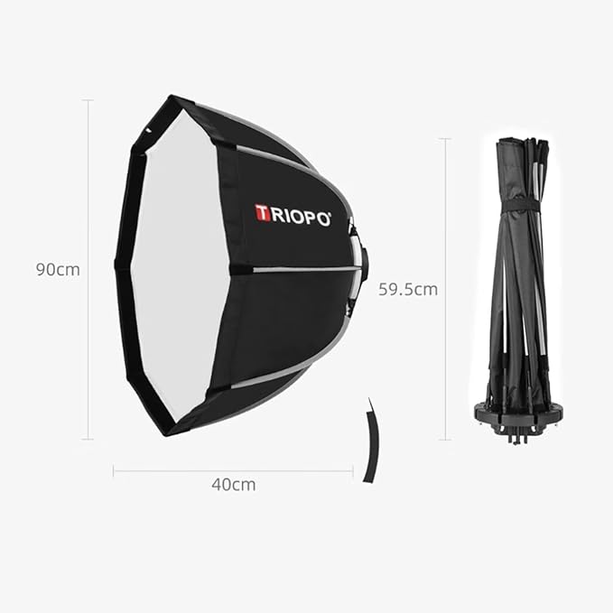 Triopo KX90 Soft Box 35.4in/90cm Softbox with Honeycomb Grid, Octagon Umbrella Photography Softbox for Godox V1 V1Pro AD200Pro AD200ProII Round Head Flash Speedlite Speedlight Soft Box Light Diffuser