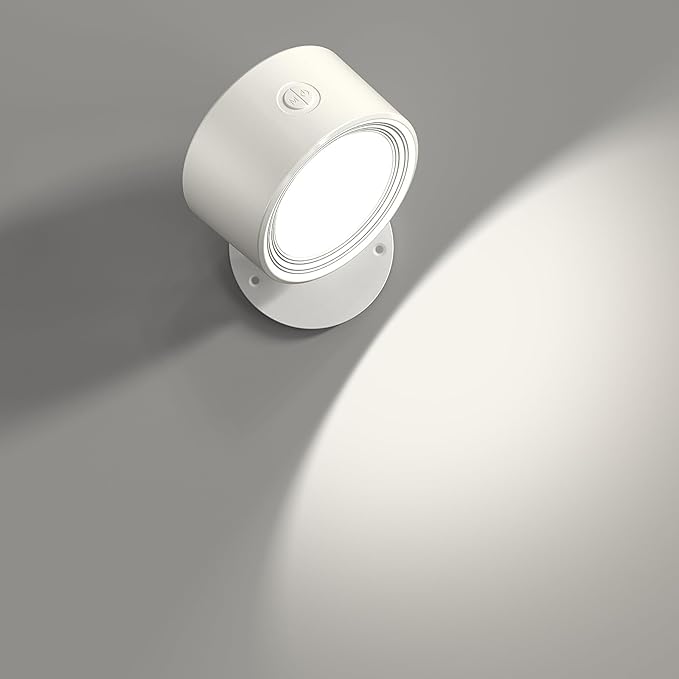 LED Wall Sconces with Remote, Wall Mounted Lights Rechargeable Battery Operated, 3 Color Temperatures & Dimmable Wall Lamp Magnetic 360° Rotation Wireless Light