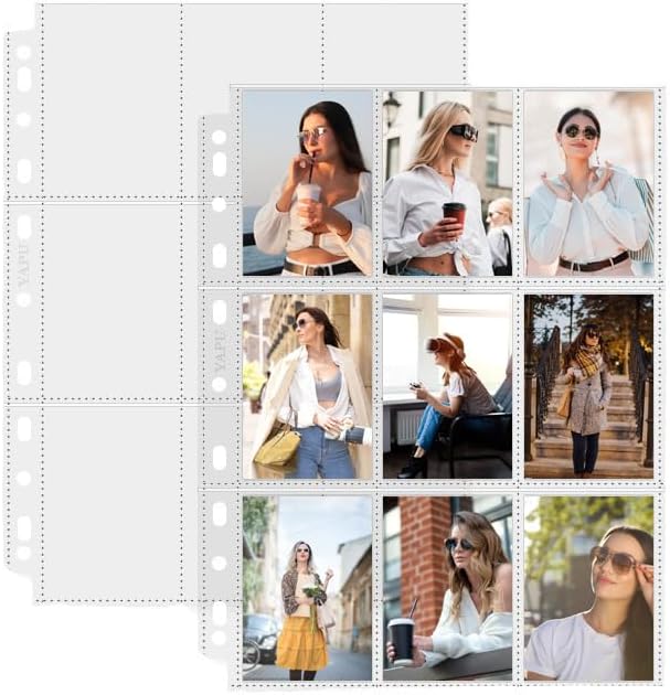A4 Kpop Photocard Binder with 25 Pages 9 Pocket, 2x3 inch Kpop Photocard Holder Book, Photo Album for Fujifilm Instax Mini Camera Polaroid Printer Photo Film (Inner Page)