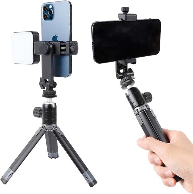 Multifunctional Universal Cell Phone Tripod Mount Adapter 360 Rotation Camera Hot Shoe Phone Holder Compatible with Canon Nikon Sony DSLR