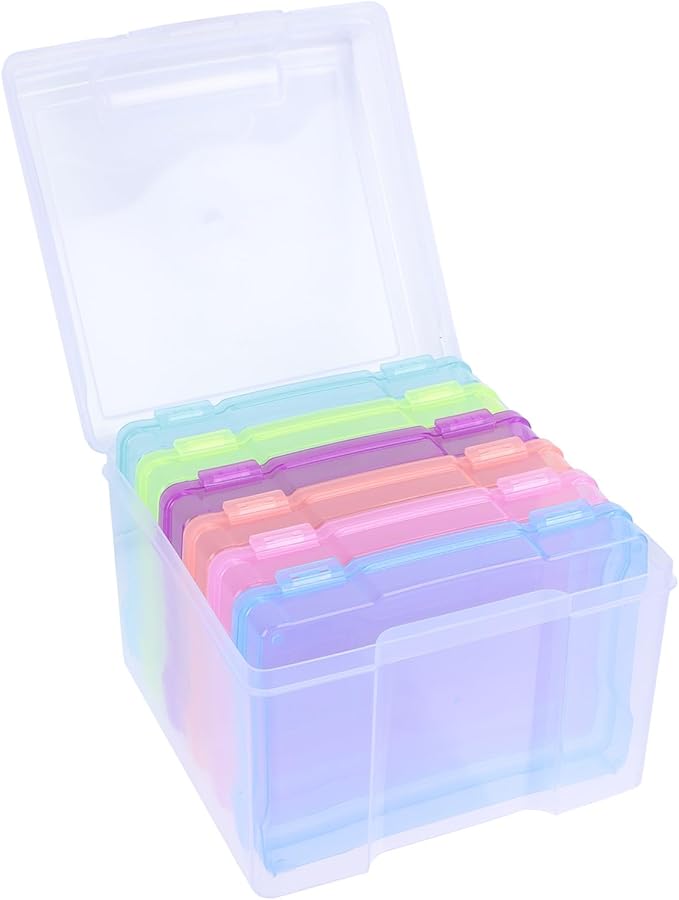 HYTROVE Practical Photo Organizer Box with 5X7 Inch Storage Case for Photos and Postcards, Multi-Color Picture Container Suitable for Home and Office Archival Storage
