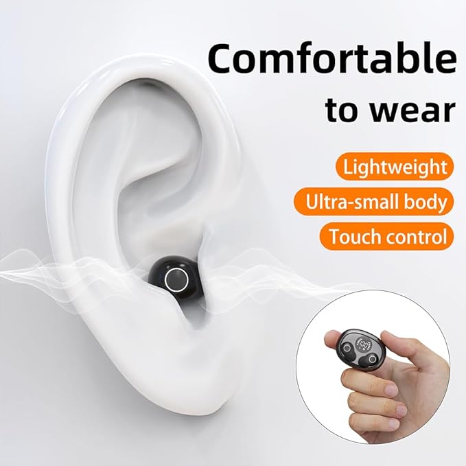 Small Invisible Sleep Earbuds Smallest Wireless Bluetooth Low Profile Micro Tiny Discreet Mini Headset，with Mic，for Small Ear Canals Invisible Ear Buds，Discreet Headphones Spy Earpiece