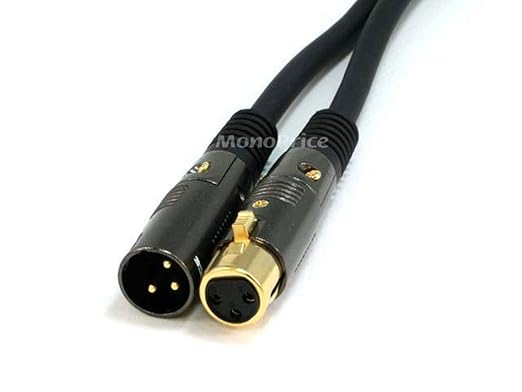 Monoprice XLR Male to XLR Female Cable - 50 Feet - Black, 16AWG, Gold Plated Copper Wire Conductors - Premier Series