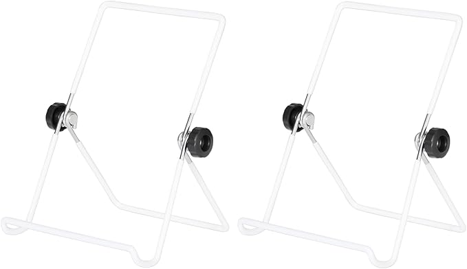 Artliving (2 Pack Adjustable Iron Display Stand Easel Foldable Tablet Stand Holder,Displays Picture Frames, Photo,Cookbooks, iPad, Art Collection,White