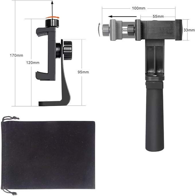 Ergonomic Anti-Falling Cell Phone Vlogging Hand Grip Stabilizer Smartphone Holder Rig Mount Video Kit w/Safety Strap Portable Selfie Stick for iPhone Samsung (Landscape+Portrait)-Mic/Light Adapter