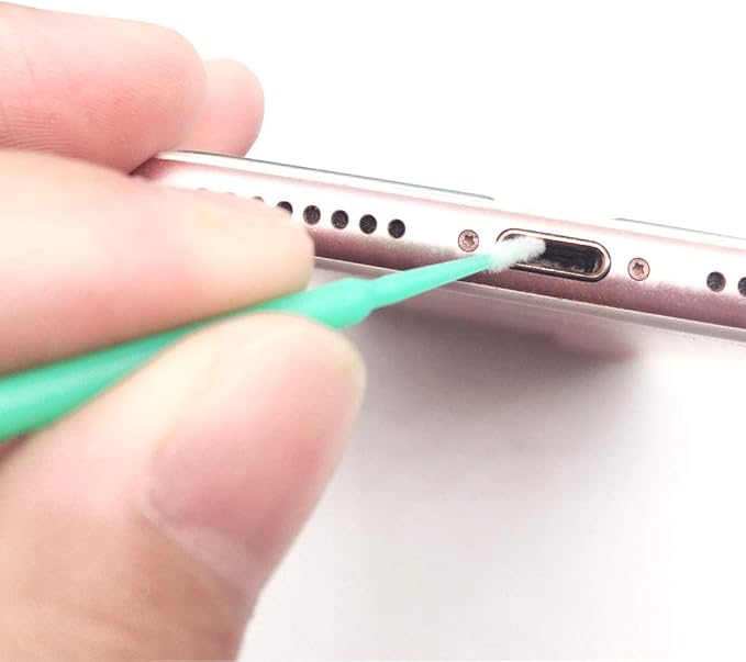 100 Pack Phone Charge Port Cleaning Tool kit,Bendable Mini Soft Round Brushes Cleaner Compatible with iPhone 11 Pro Speaker Tablet Camera Laptop Computer Smartphone, Blue