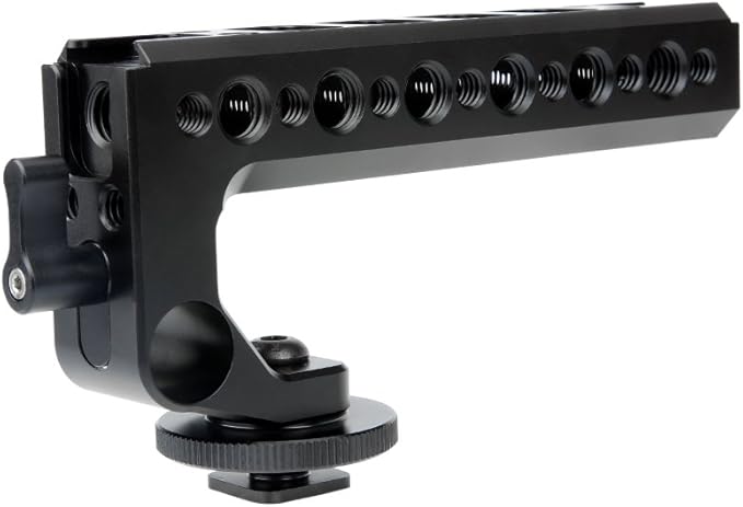 NICEYRIG Hot Shoe Top Handle Grip DSLR Camera Handgrip with 15mm Rod Clamp, Cold Shoe Mounts Applicable for Panasonic Lumix GH5/G9/G95/G85, Sony A6600/A6100/A6400/A6500-192