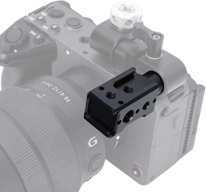 NICEYRIG 15mm Rod Expansion Adapter with Triple Cold Shoe Mount, 1/4'' & 3/8'' ARRI Locating Hole for DSLR Camera 15mm Rod Rail Support System - 611