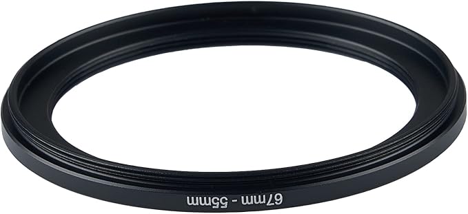 67mm to 55mm Step Down Ring Filter Adapter Applicable to All Brands of UV ND CPL Filter (67mm-55mm)