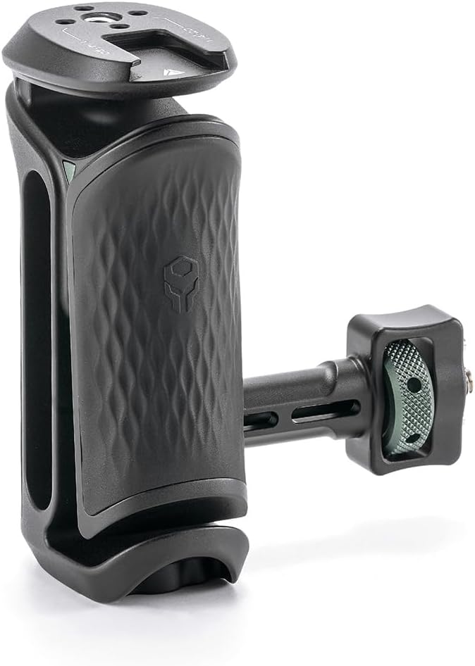Tilta Xeno Side Handle for Filmmakers & Cameras - Black | Secure Connection & Helps Prevent Rotation | Adjustable Height | Textured Silicone Grip | Convenient Assembly (1/4"-20 w/Locating Pins)