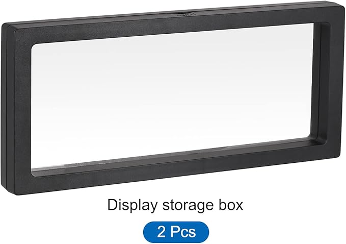 MECCANIXITY Floating Frame Display Holder Stand 3D Jewelry Display Box 11.81 x 4.33 x 0.79 inch Black for Ring Necklace Bracelet Earring Pack of 2