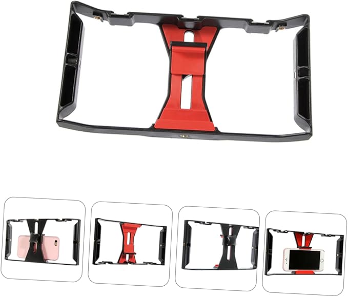 NUOBESTY Portable Phone Bracket Video Rig with Cold Shoe Mounts Threads Hand Held Smartphone Video Holder for Photography and Vlogging Compatible with Smartphones