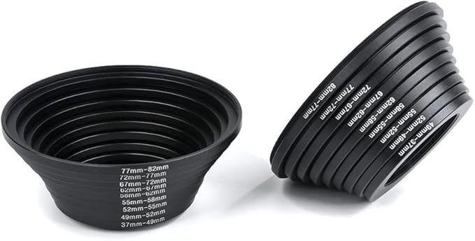 Foto&Tech 18 Pieces Lens Ring Camera Filter Adapter Set, Step-Up and Step Down Kit for Filters, Lens Hoods, Lens Converters, Metal Adapter for Filter Compatible with DSLR Cameras