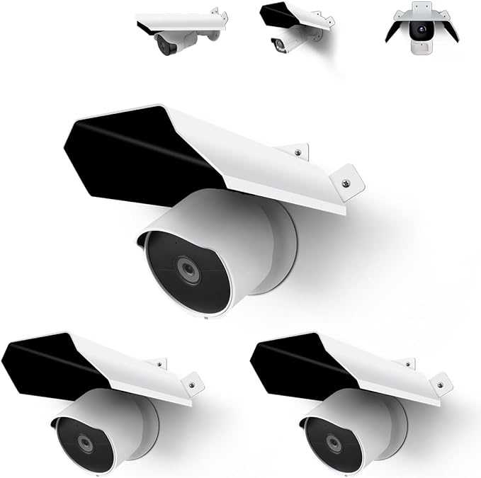 Universal Security Camera Sun Rain Cover Shield, Waterproof Protective Roof for Surveillance Camera, Outdoor Camera Shade Covers for Dome, Bullet Cameras (White 3 Pack)
