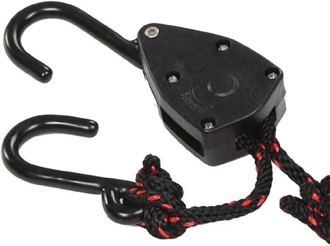 4PCS 1/8in 8ft Adjustable Heavy Duty Rope Hanger Ratchet Kayak and Canoe Bow and Stern Tie Downs Straps