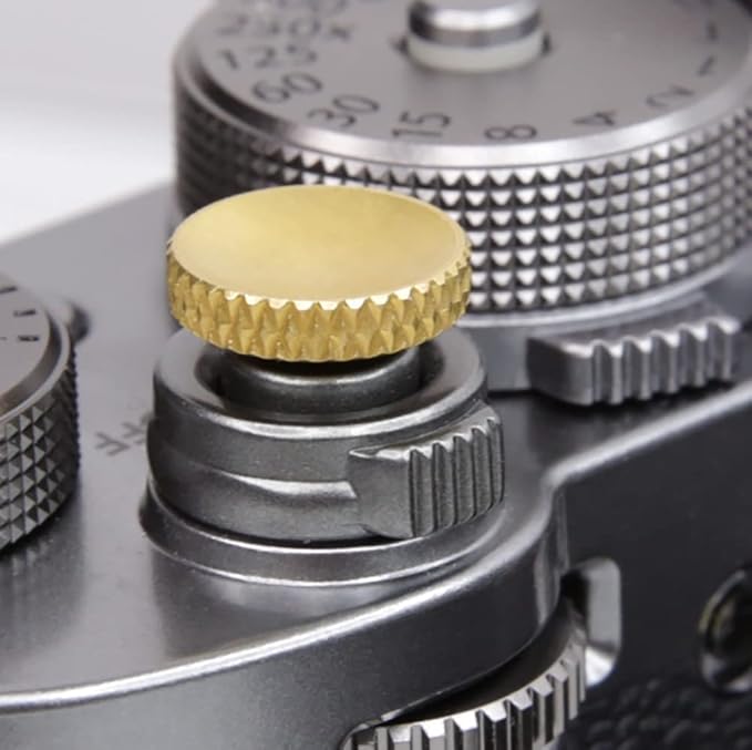 Foto&Tech Soft Shutter Release Button Compatible with Fuji Fujifilm X-T5 X-T4 X-T3 X-T30 X-T30 II X-T20 X-PRO3 X100V X100F X-E4 X-E3 RX1R II RX10 IV III Leica M9 Nikon Df F3 (3PC, Gold +Ridges)