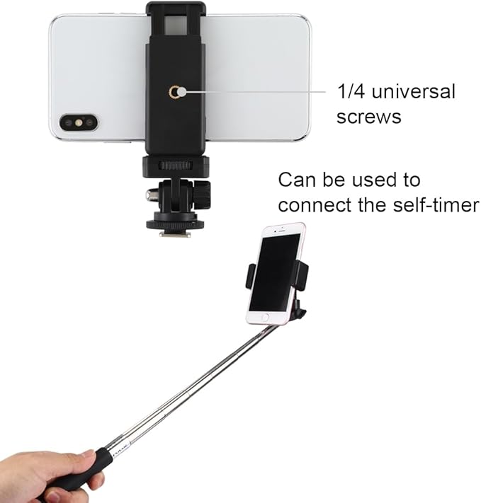 PULUZ Camera Hot Shoe Phone Holder, Action Camera Adapter Kit for DJI GoPro Insta360, Phone Tripod Mount Cold Shoe for iPhone, Samsung, Attaching on DSLR or Ring Light