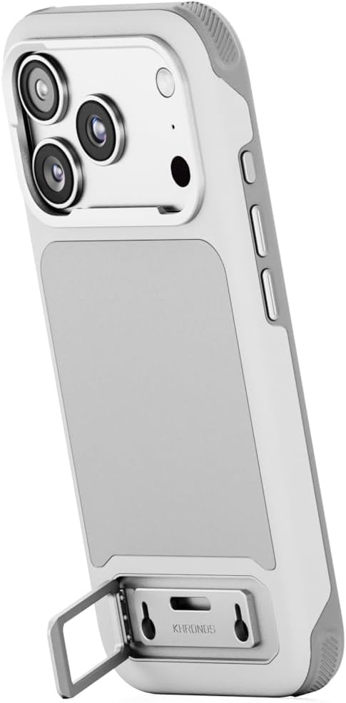 Tilta Khronos Lite Case Compatible with iPhone 17 Pro | Lightweight Mobile Cage | Kickstand Support | Magnetic Accessory Mounts | Metal Lens Frame Protection | Professional Smartphone Rig – Light Gray