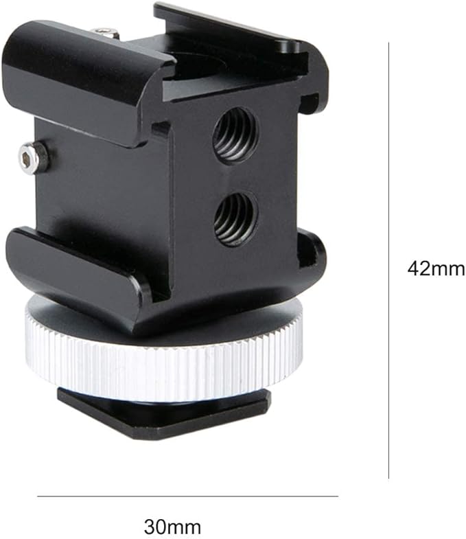 NICEYRIG 3-Side Cold Shoe Mount 360 Degree Swivel with Triple Anti-Off Shoe Adapters, 1/4 Threads for Microphone, Flash Light, Monitor Mount Camera Phone Vlog Vlogging - 328