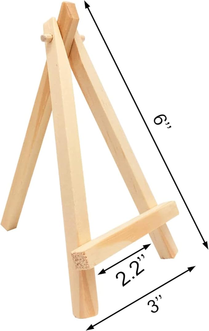 Medsuo 4pcs Pine Wood Mini Easel Triangle Frame Wedding Table Card Stand Display Holder for Displaying Wedding Business Card Painting Craft Drawing Photo Numbers Place Name Card Holder Display Stand