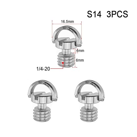 1/4 3/8 Camera Screw for Quick Release Plate 1/4 3/8 Inch D-Ring Screw Tripod Ballhead Mount Adapter Photography Accessories(S14 3PCS)