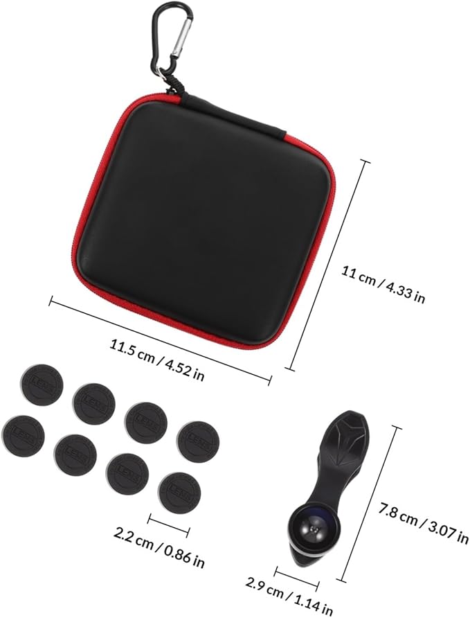 Kisangel 10-in-1 Multifunctional Clip-on Phone Camera Lens Kit, Wide Angle and Macro Lenses Compatible with Smartphones, Black External Mobile Phone Lens Set for Photography Enthusiasts