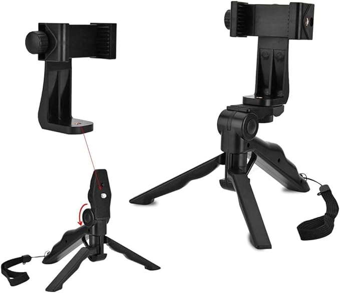 Smartphone Stabilizer, Foldable Cellphone Gimbal Holder Handheld Hand Grip Mount Bracket with Three Sided Selfie Sticks for Photography
