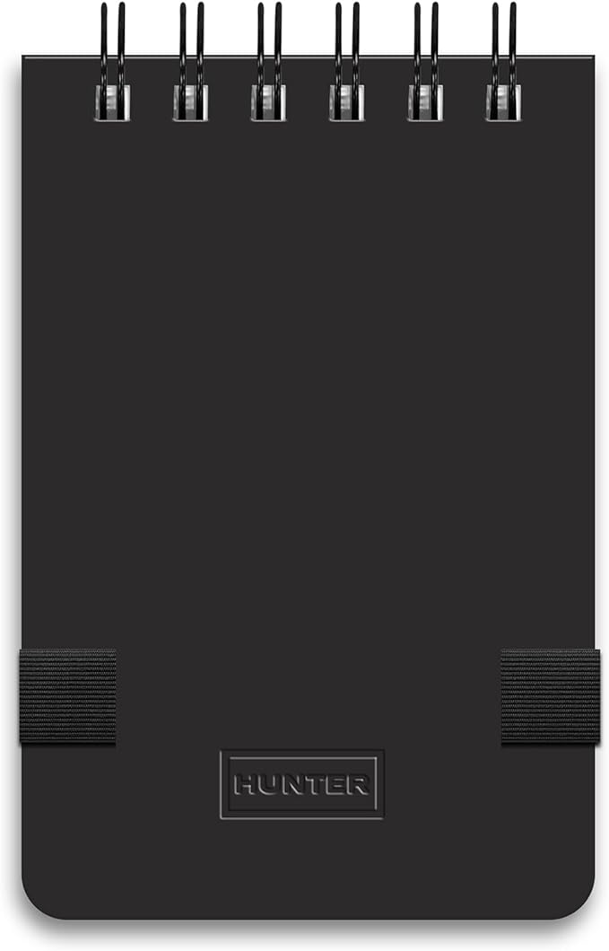 Hunter - All Weather Field Book, 5.75” X 3.6” 128 Pg Outdoor Notebook With Elastic Band to Protect Notes, Pocket Journal With Dot Grid Stone Paper for Surveying, Water & Tear Resistant, Black