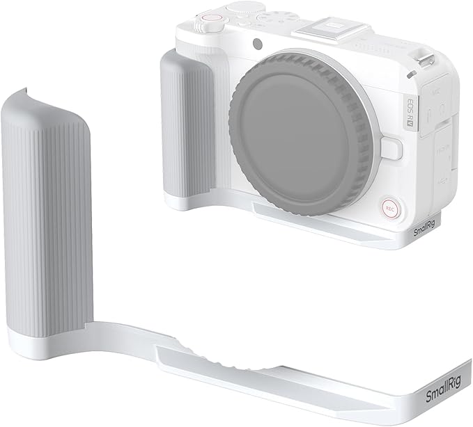 SMALLRIG R50 V Handgrip L-Shape Grip for Canon R50V with Quick Release Plate for Arca, Lightweight Ribbed Side Handle, Cold Shoe Mount, 1/4"-20 threaded holes, Support Vertical Shooting (White) - 5430