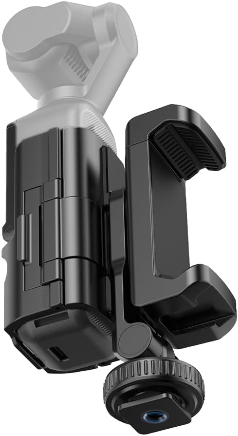 FEICHAO Cell Phone Holder Clip with Cold Shoe Mount Expansion Adapter Compatible with Osmo Pocket 3
